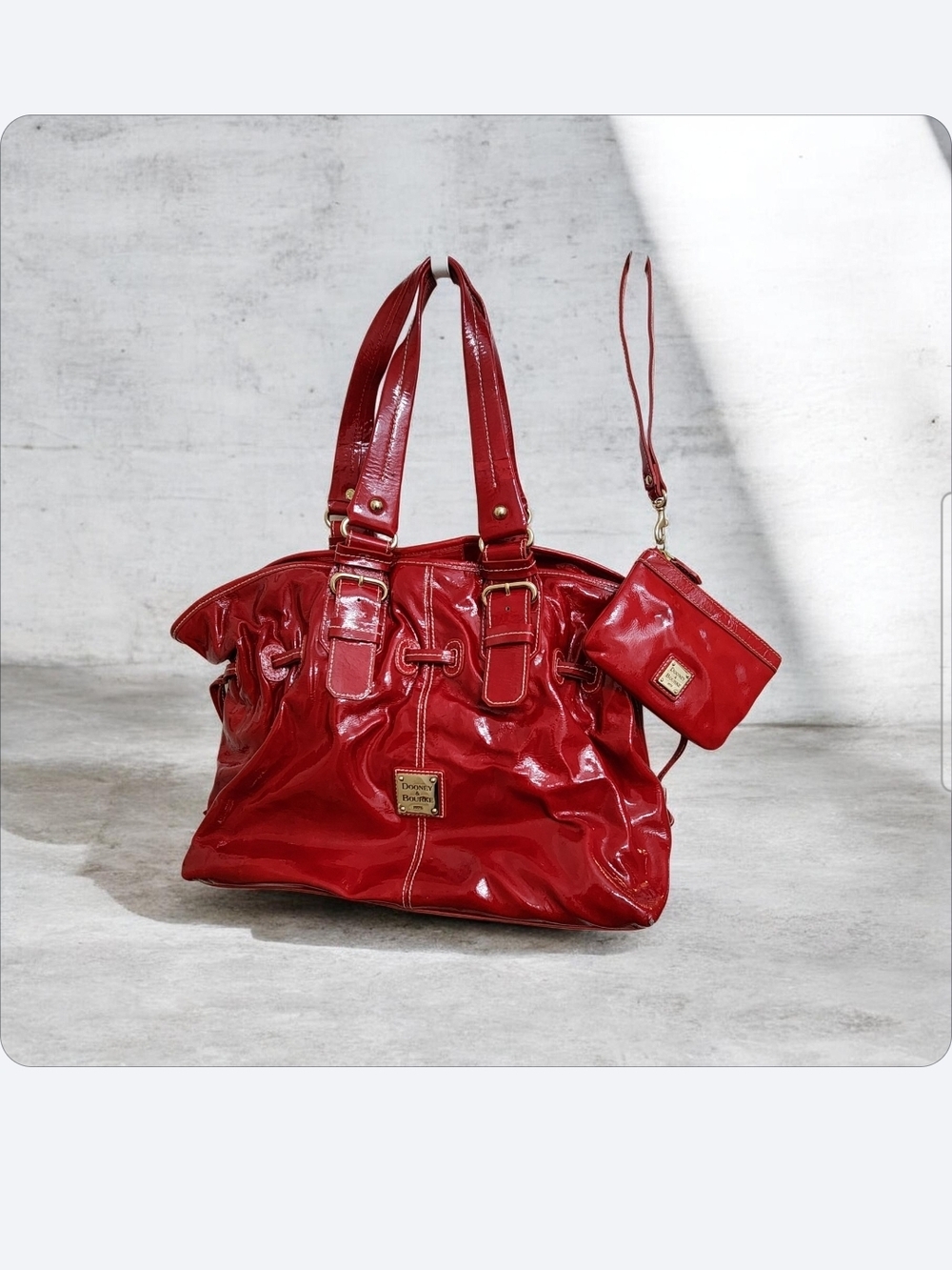 Patent Red Tote with Matching Wristlet By Dooney & Bourke ■ EUC■ Read Below